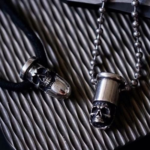 欲望车间专属原创设计手工银饰品925银个性潮流骷髅弹头吊坠链坠