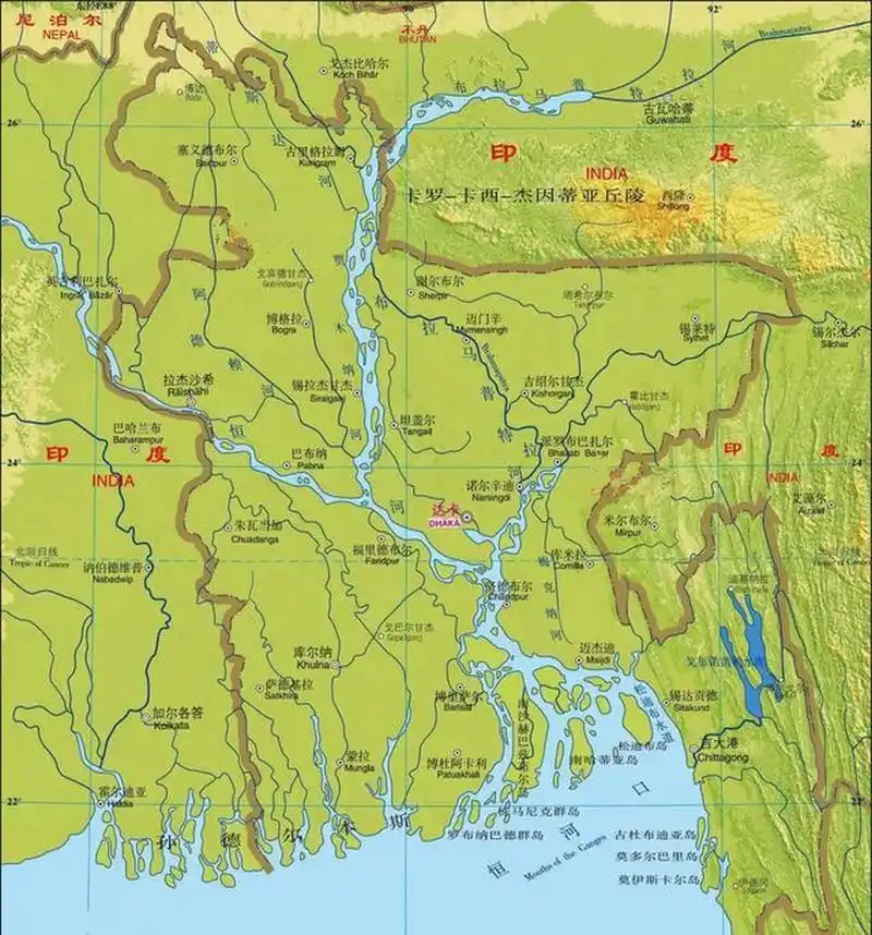 孟加拉国位于恒河三角洲地区,地势地平,土地肥沃,气候宜人,降水充沛