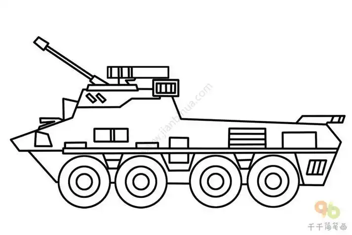 中国越野装甲车简笔画 简笔画图片大全-蒲城教育文学网