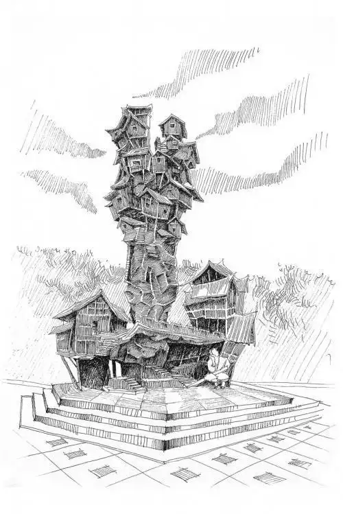 重庆洪崖洞手绘简笔画