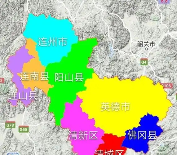 清远市2区2市4县建成区面积排名最大是清城区最小是连山县