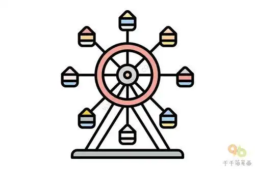 游乐场摩天轮简笔画 我来玩摩天轮摩天轮怎么画简笔画摩天轮简笔画