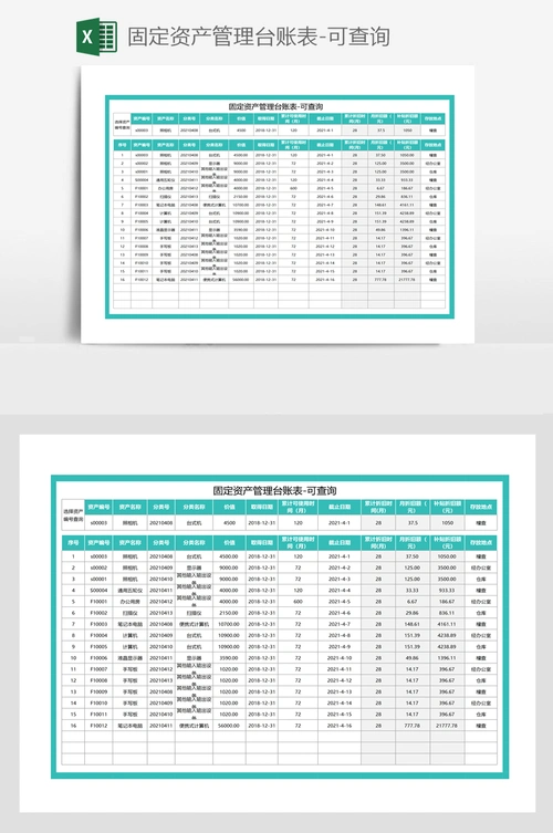 固定资产管理台账表-可查询
