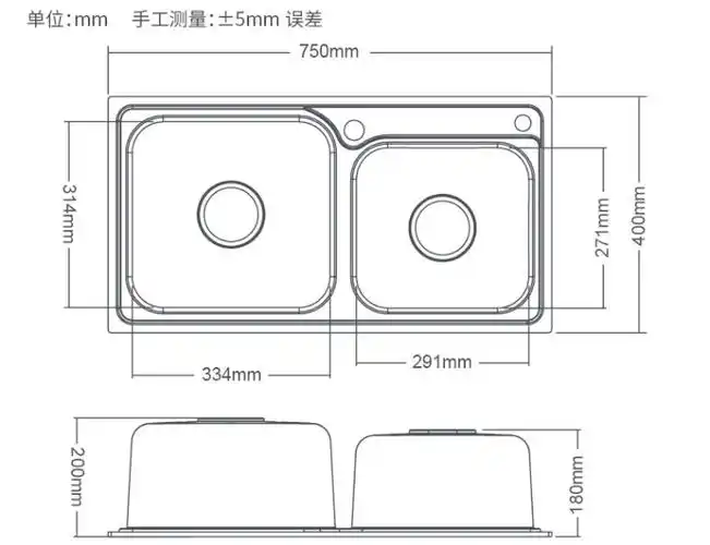 ssww浪鲸卫浴厨房一体水槽双槽304不锈钢洗碗池洗菜盆洗菜池加厚水盆