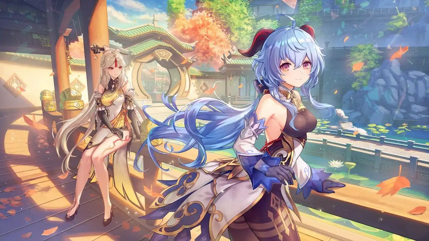 甘雨与凝光,在璃月港  为"原神"公众号画了甘雨和凝光——画师あんべ