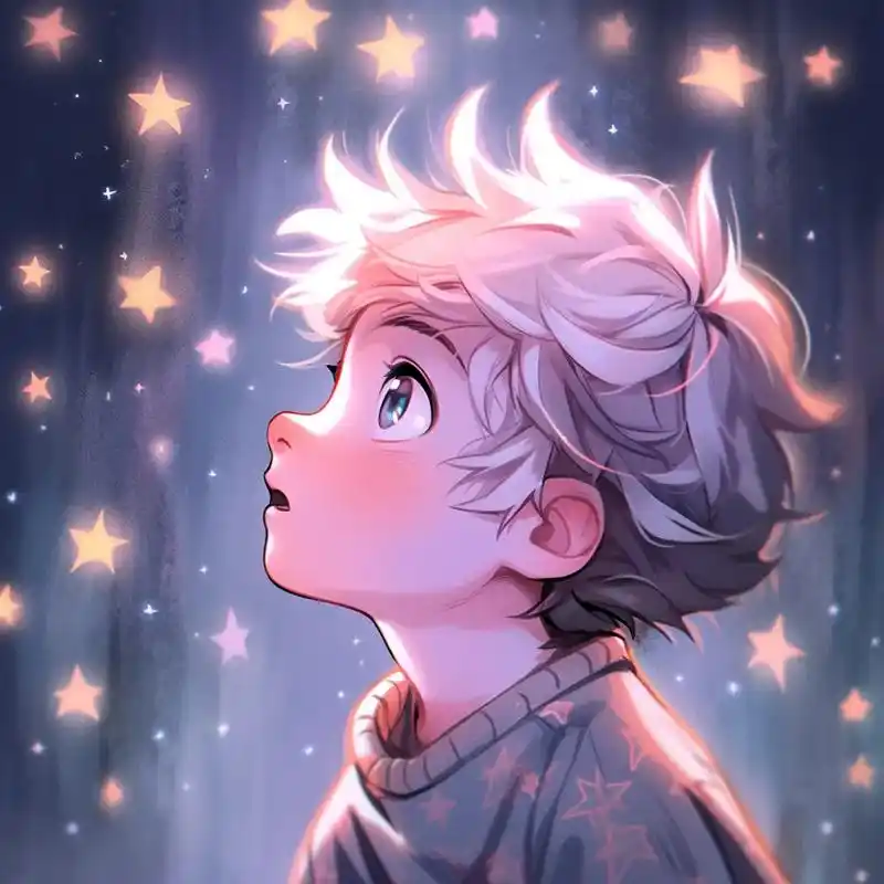 抬头仰望天空男生动漫头像 - 抖音