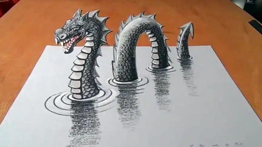 纸上绘画的三维立体龙,用跃然纸上一点也不言过吧!你觉得呢?