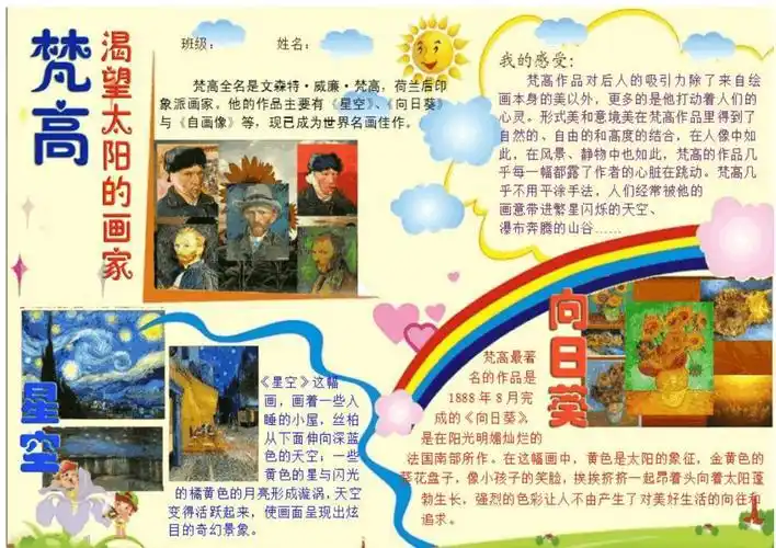 关于梵高传的手抄报手抄报版面设计图