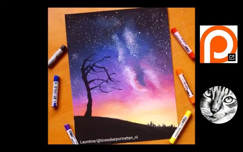 【手绘】蜡笔 夜晚星空 _ leontine van vliet