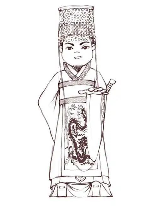 画古代古代皇帝简笔画彩色清朝开国皇帝皇太极简笔画清朝第十一位皇帝