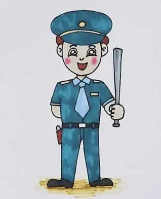 卡通保安简笔画学校保安叔叔简笔画画法步骤教程