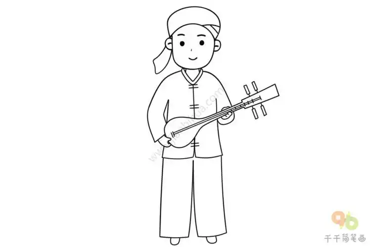 少数民族布朗族男孩简笔画