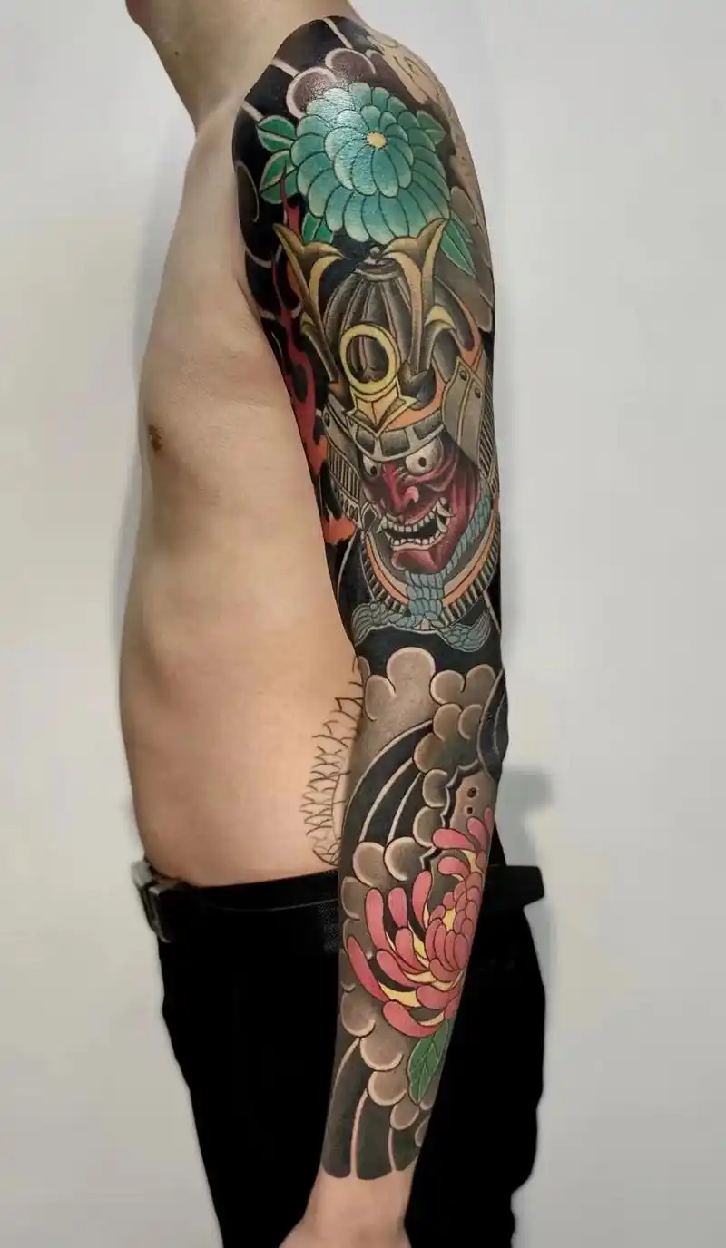 店内作品传统花臂.#日式老传统 #花臂 #老传统花臂 #柳州 - 抖音