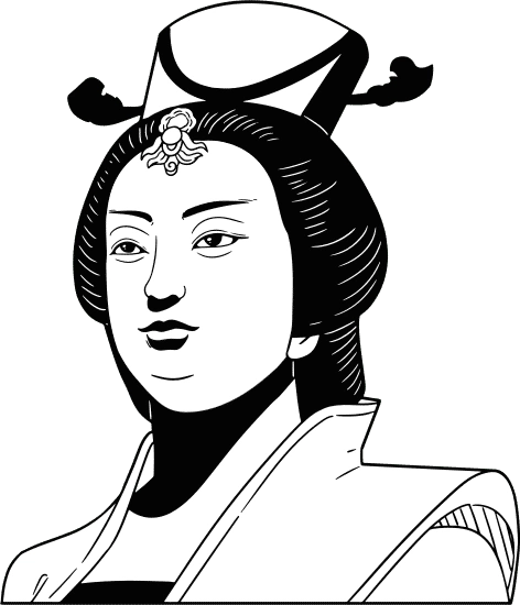 写实中国著名历史人物黑白线描风插画-武则天