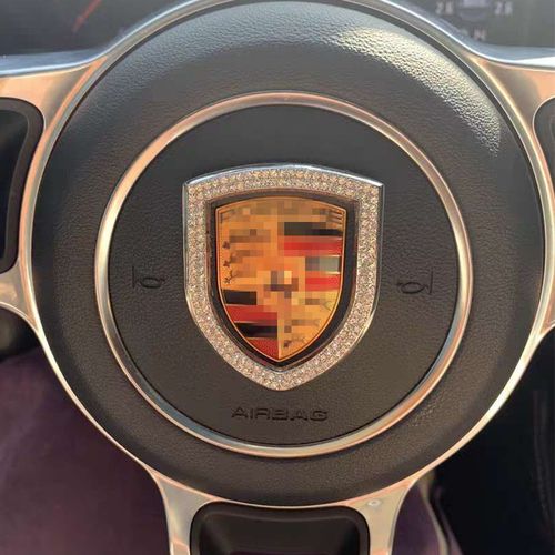 适用保时捷车标镶钻卡宴panamera718macan方向盘改装装饰车贴汽车贴片