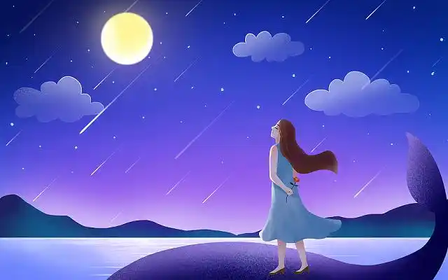 卡通手绘梦想星空插画少女与梦想星空原创插画海报