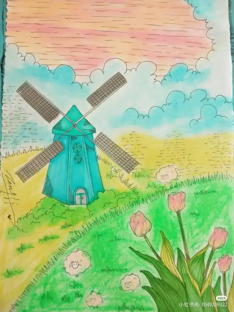 建筑风景,家乡画(装饰画)#风景画#家乡画#马克笔 - 抖音