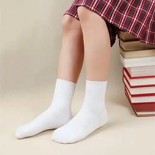学生袜儿童运动短袜女童全棉透气船袜薄3双白色船袜1618鞋子2528码