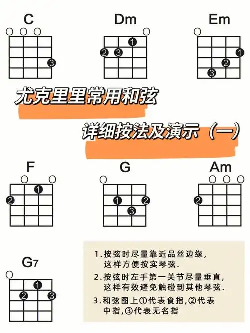 78尤克里里常用和弦详细按法及演示一