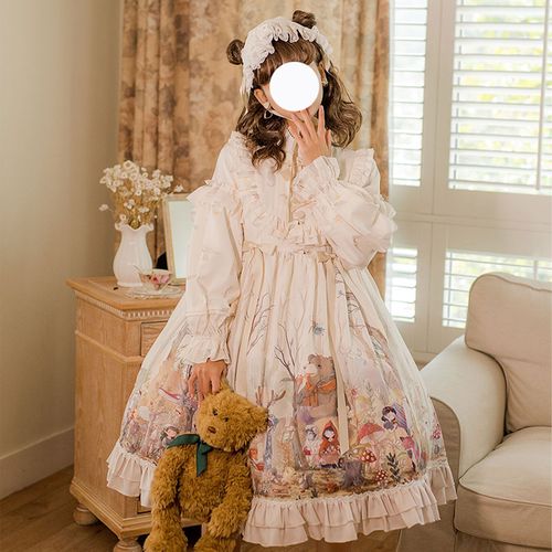 洛丽塔裙子成人洛丽塔公主裙学生长款甜美古典优雅长袖洋装op连衣裙