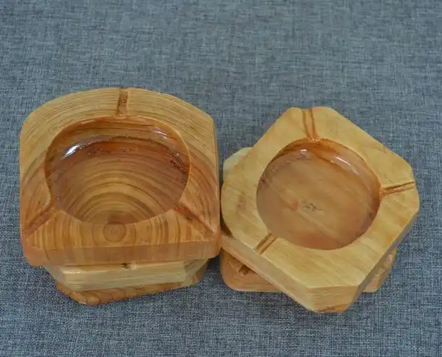 天然环保根雕杉木烟灰缸 可定制个性创意logo实木质复古烟灰缸