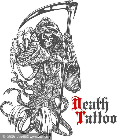 死神素描,骷髅在斗篷里