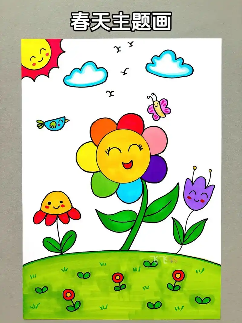 春回大地,春暖花开,带孩子一起画一幅春天的美丽景