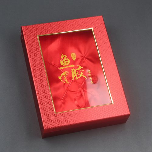 新款实木鱼胶包装盒木盒礼盒花胶500克250克红色礼品盒