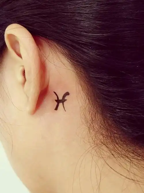 耳后双鱼座标志_纹身图案手稿图片_无两的纹身作品集