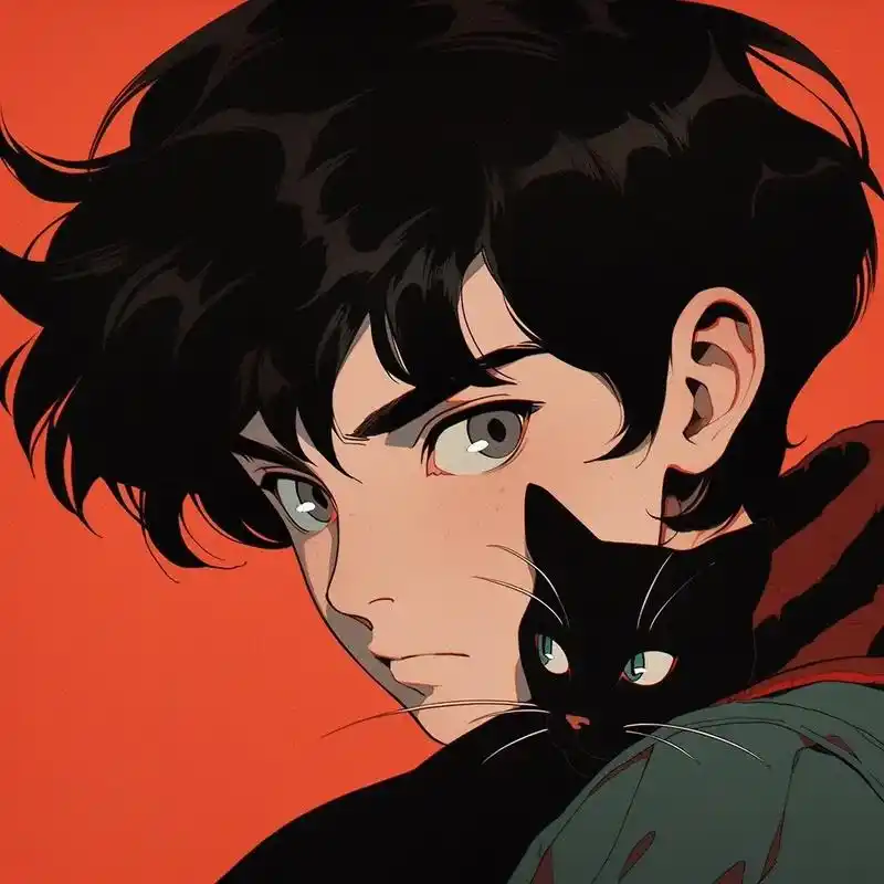 男生与猫|系列头像.#midjourney #慵懒偏冷淡风头 - 抖音