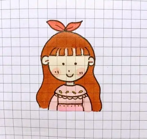 简笔画女孩方格画马克笔简笔画手绘本子网格情侣画图网红像素画画本小