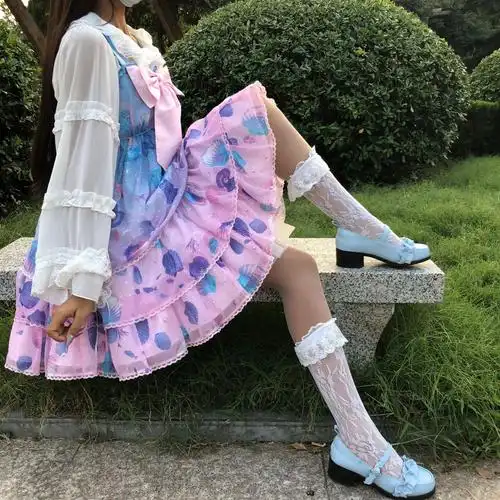 洛丽塔花边短袜学生袜蕾丝中筒袜lolita堆堆袜子女jk短袜