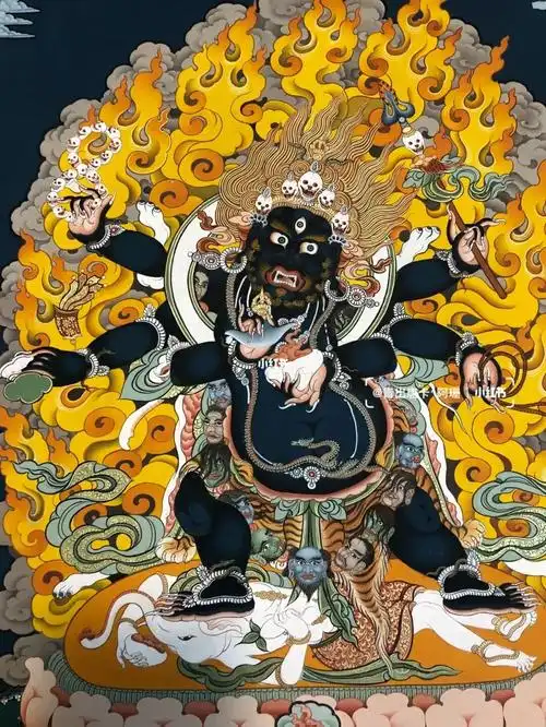 青出唐卡|大黑天壁纸来了_唐卡_壁纸_青出温度空间攻略_手绘_随身小