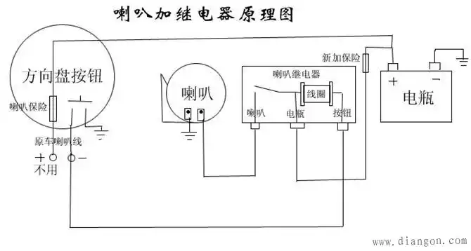 汽车喇叭继电器接线图