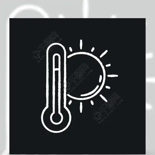 的温度计隔绝了传染媒介黑板例证黑色背景上的炎热天气粉笔白色图标