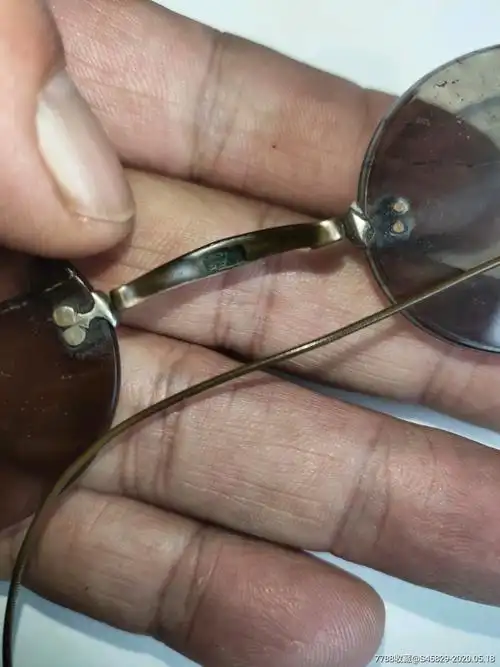 清末民国带堂号款茶色水晶老眼镜