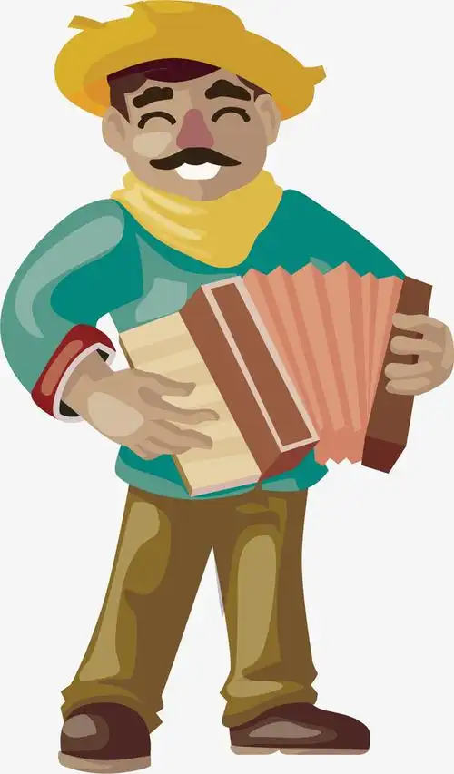 卡通演奏手风琴的人