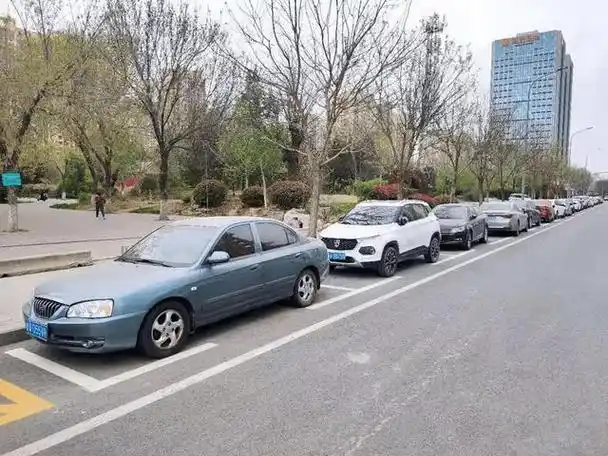 划停车位就可以停车但要缴费,没有划停车位的道路上停车要罚款