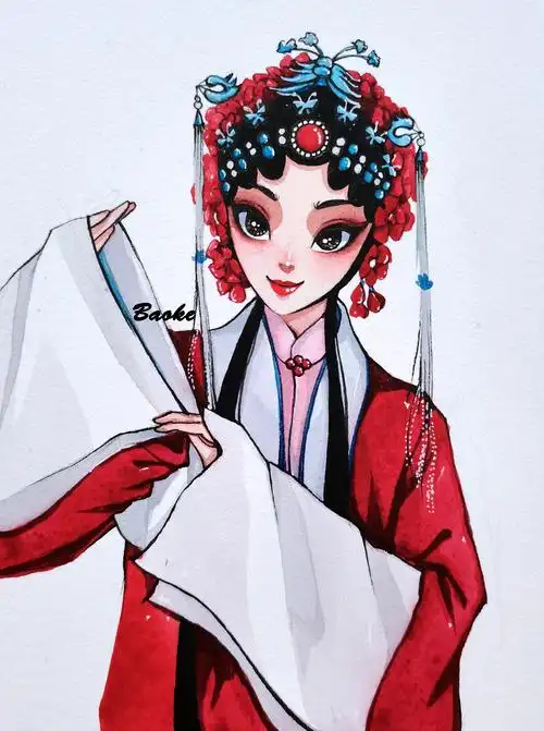 京剧人物手绘插画