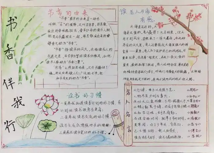 书香校园手抄报简单漂亮小学