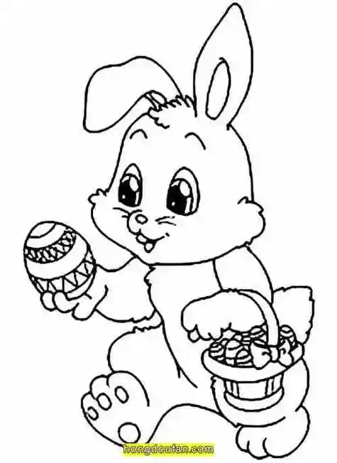 儿童画兔子兔子简笔画卡通可爱复活节幻想画开心彩蛋拟人