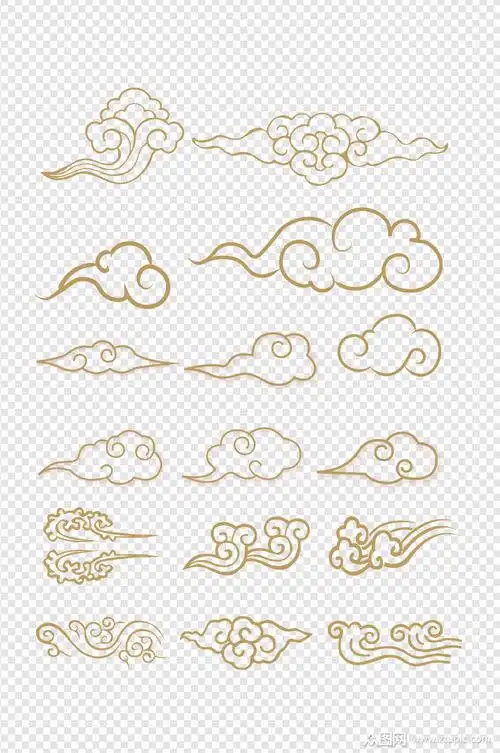 中国风古典祥云中式云纹花纹理图案免扣元素