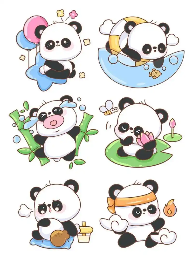 国宝|可爱呆萌卡通大熊猫插画免扣素材分享  揭秘!