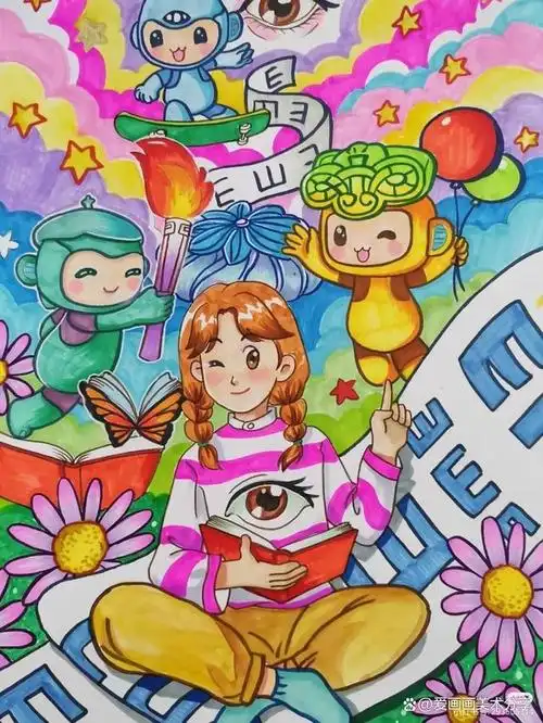 画可以以呼吁人们关注眼睛健康,正确使用眼睛为中心,表达对视力保护的