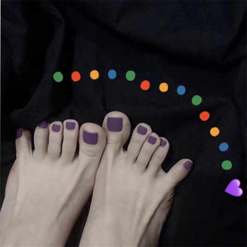 脚趾甲贴片深紫磨砂美甲成品纯色可拆卸假指甲脚指甲显白持久穿戴