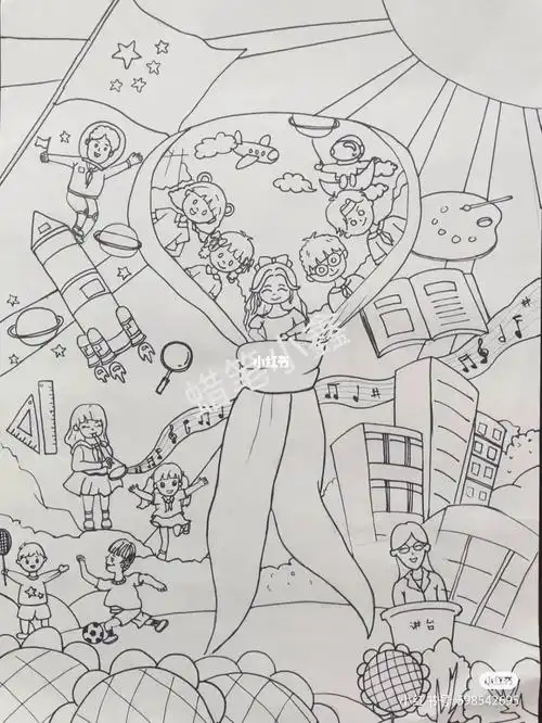 儿童创意画"阳光下成长"#创意儿童画  #马克笔手绘  #阳光下成长