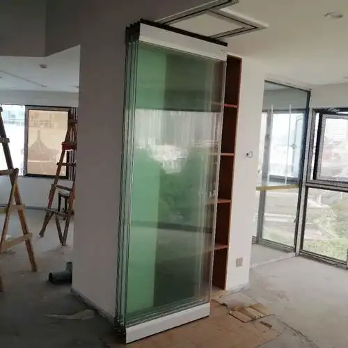 无框折叠门铝合金钢化玻璃阳台全景推拉窗吊轨无下轨道移动隔断墙