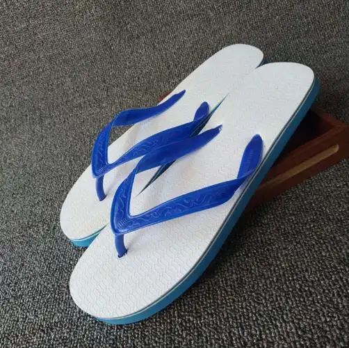 火云邪神怀旧老式拖鞋 夏季休闲沙滩浴室居家海绵软底蓝白拖 火云珍藏