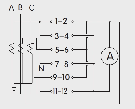 三相电流互感器与万能转换开关连接图