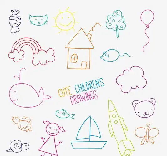 词              手绘彩色线条简笔画服装图案线条动物设计图线条动